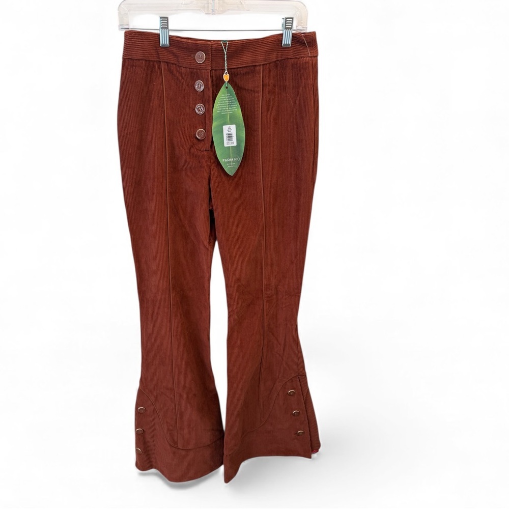 NWT Farm Rio Corduroy Button-Front Flare Pants – Brown – Size S MSRP $230 - Picture 4 of 4